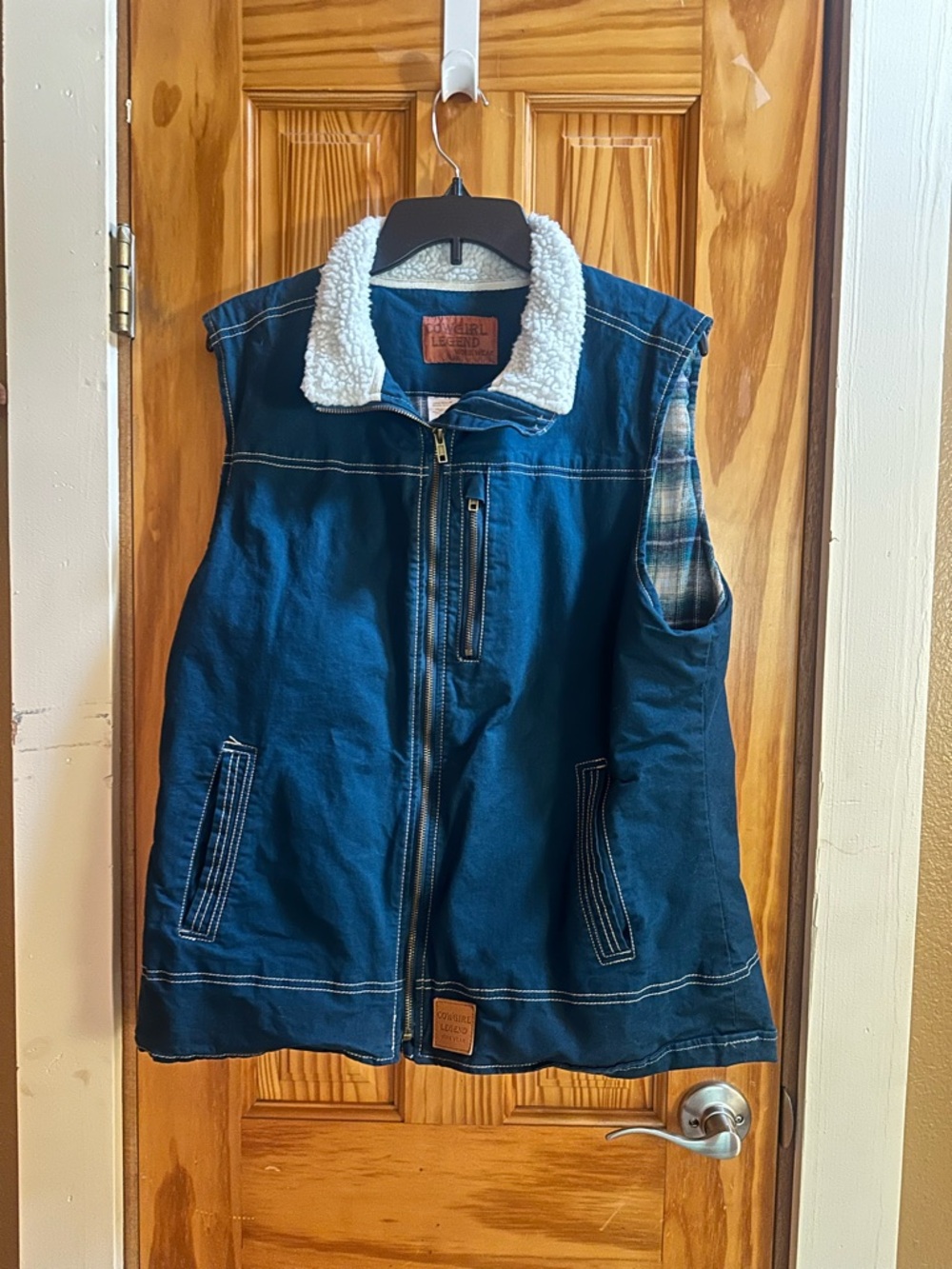 Cowgirl Legend Women's Teal Flannel Lined Utility Vest